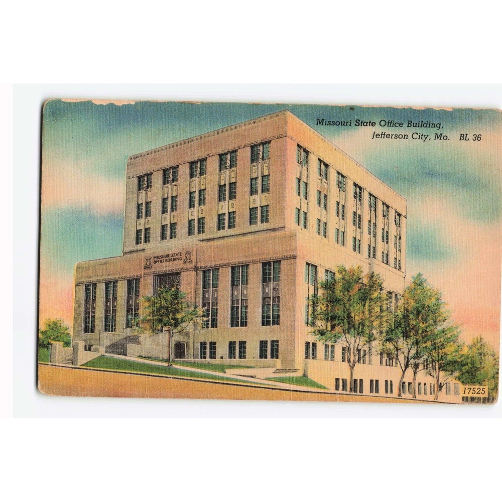 Vintage Missouri State Office Building Postcard Jefferson City MO Linen BL 36